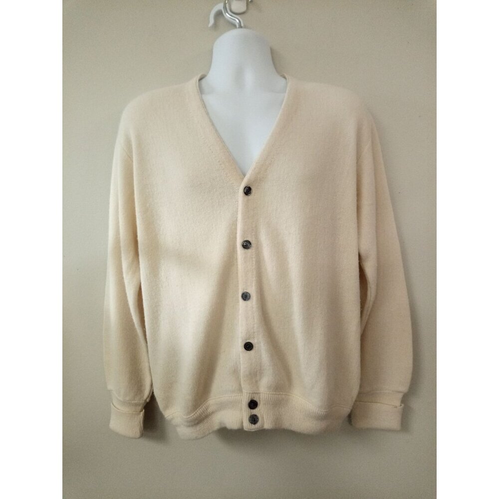 Jantzen Classics Men's White Button Up Cardigan Sweater Size Medium